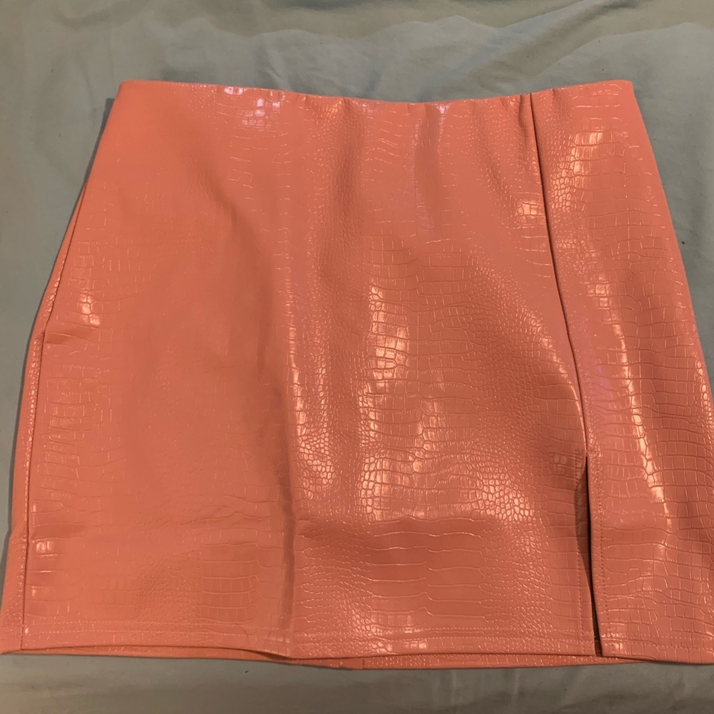 Crocodile skin mini skirt